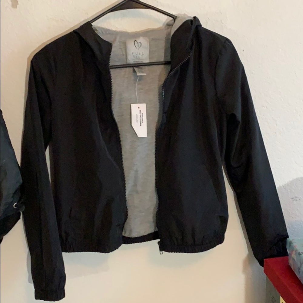 Solid Black Girls Windbreaker Jacket